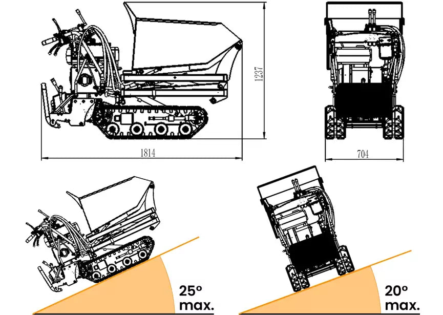 Location mini dumper sur chenilles 500 kg avec élévateur hydraulique – Nancy (54)